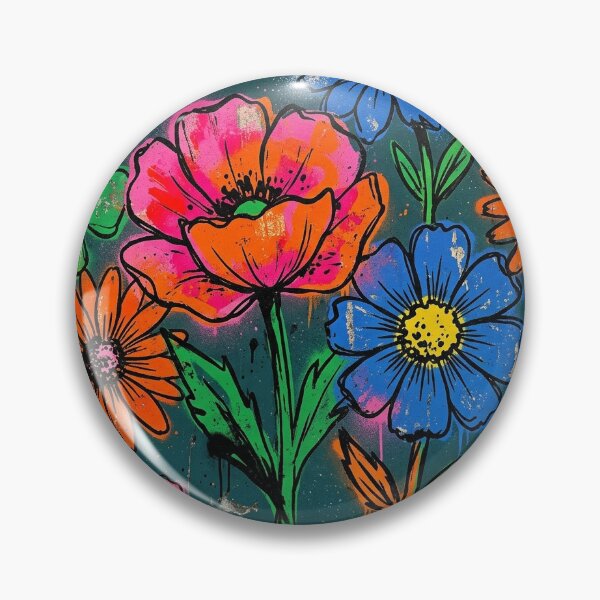 Artikelvorschau, Grunge-Blumen-Dopamin-Wandkunst - Buntes Retro-Blumen-T-Shirt entworfen und verkauft von Otaku Style.