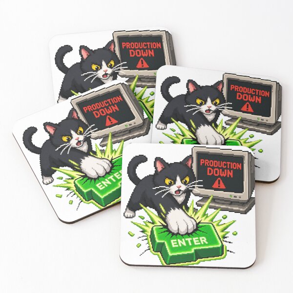 Item preview, Tuxedo Cat Git Push Production Down Design designed and sold by BestCoolStuff.