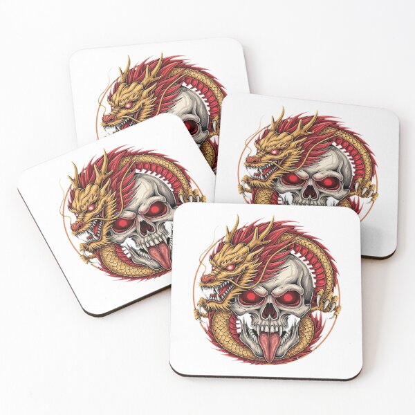 Item preview, Golden Dragon and Skull Emblem - Japanese Tattoo Style Emblem designed and sold by Polarisofficial.