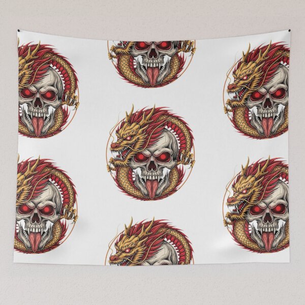 Item preview, Golden Dragon and Skull Emblem - Japanese Tattoo Style Emblem designed and sold by Polarisofficial.