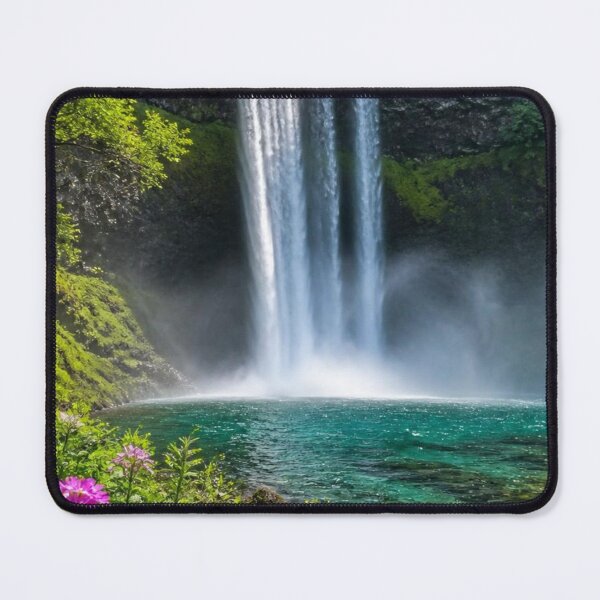 Item preview, Mystical Hidden Waterfall Emerald Lagoon Nature Landscape designed and sold by Broken143.
