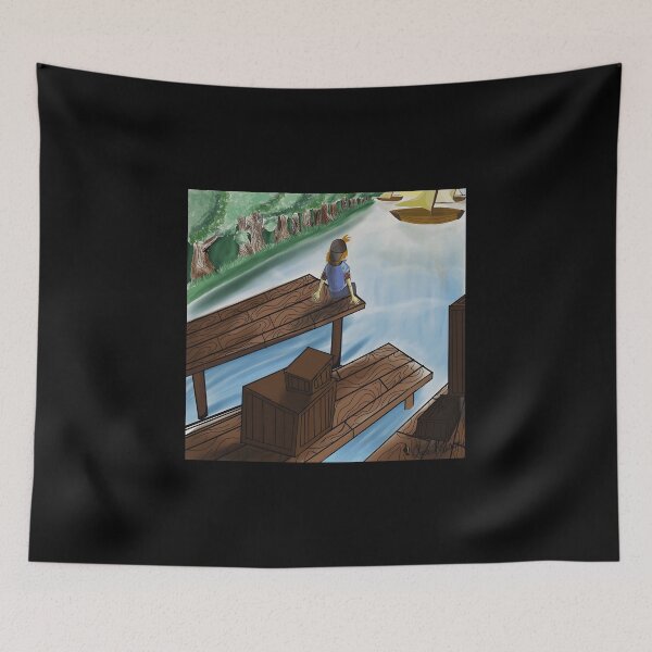 Item preview, Serene River Dock Scene Artwork designed and sold by TomatiLove.
