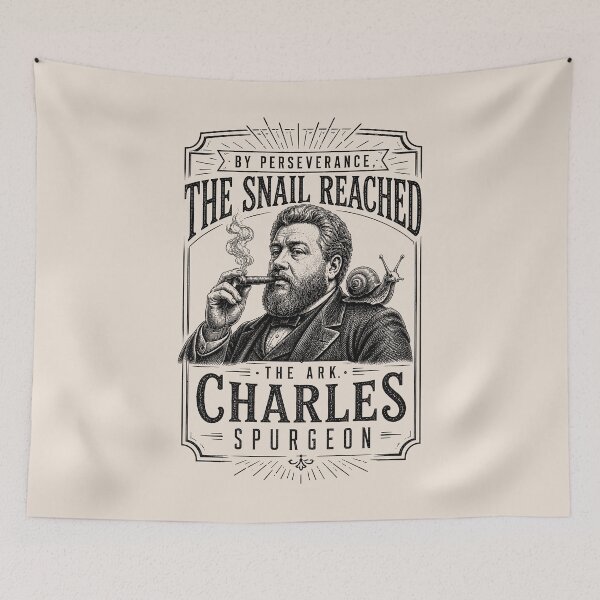 Item preview, Charles Spurgeon Reformed Theology Christian Fun Snail Quote - Black designed and sold by Glory After Tears.