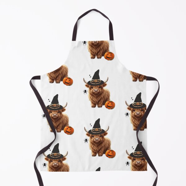 Item preview, Cute Halloween Highland Cow Witch with Pumpkin designed and sold by Inka Moon Design.