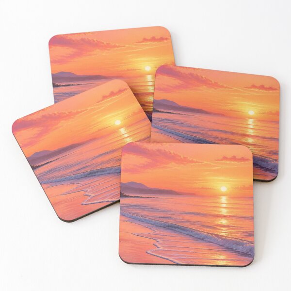 Item preview, Vibrant Tropical Beach Sunset Pastel Orange Coastal Landscape designed and sold by Broken143.