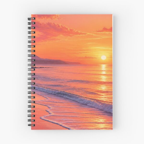 Item preview, Vibrante puesta de sol en una playa tropical con paisaje costero de color naranja pastel. designed and sold by Broken143.