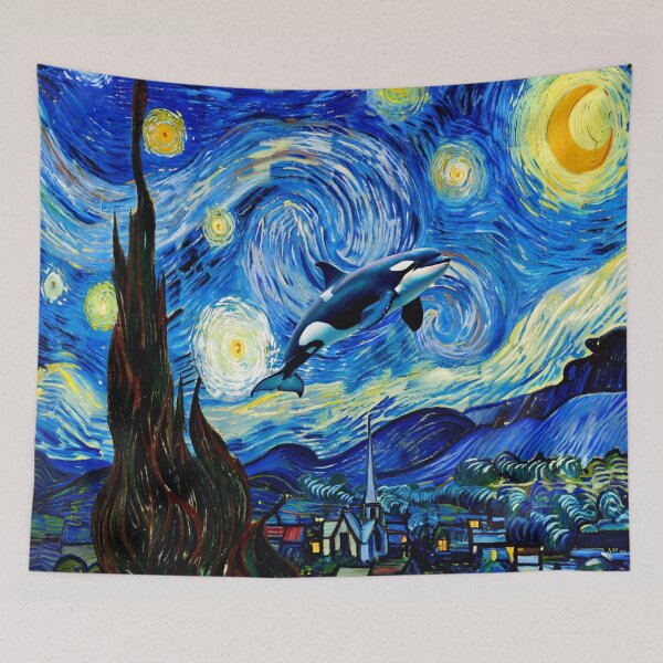 Item preview, Surreal killer whale swims through Van Gogh´s starry night  designed and sold by aponwao.
