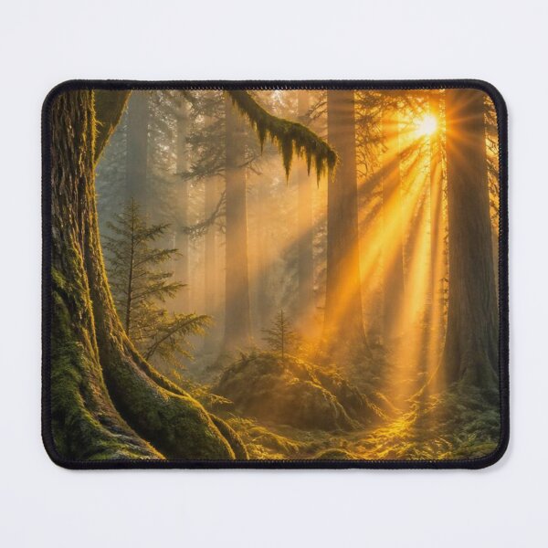 Item preview, Mystical Foggy Forest Sunset Sunrays Nature Landscape designed and sold by Broken143.