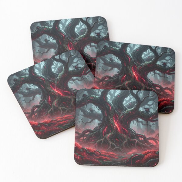 Item preview, Corrupted Yggdrasil Heart Dark Magic Neon Red Fantasy Art designed and sold by TheRichGallery.