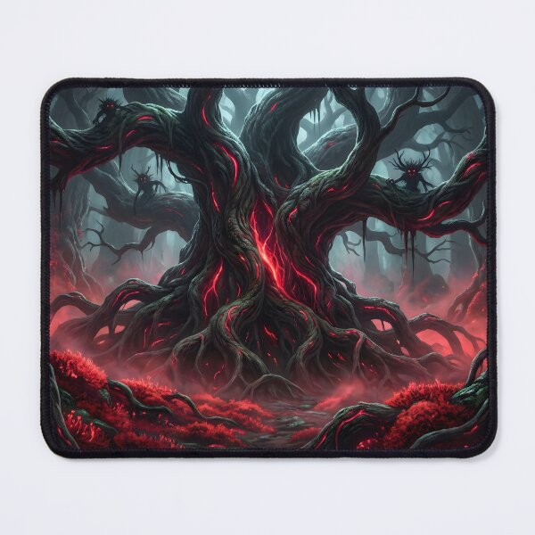 Item preview, Corrupted Yggdrasil Heart Dark Magic Neon Red Fantasy Art designed and sold by TheRichGallery.