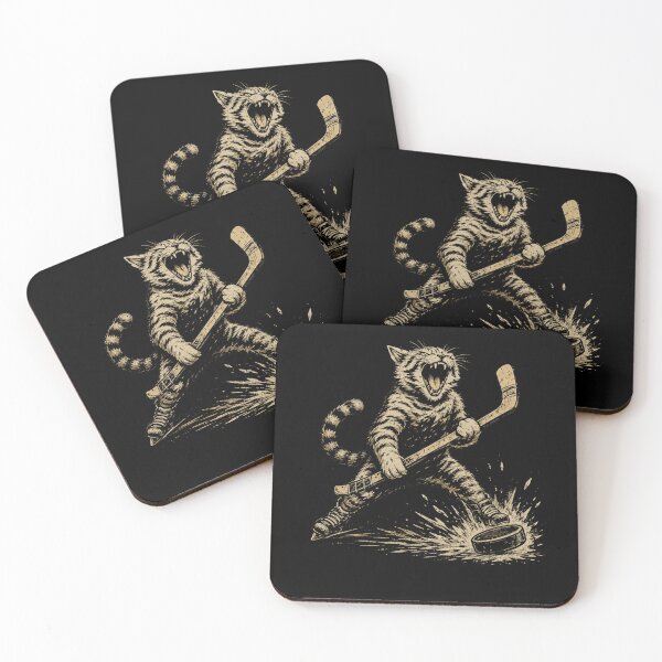 Item preview, Retro Vintage Fierce Cat Hockey Player designed and sold by Moizento.