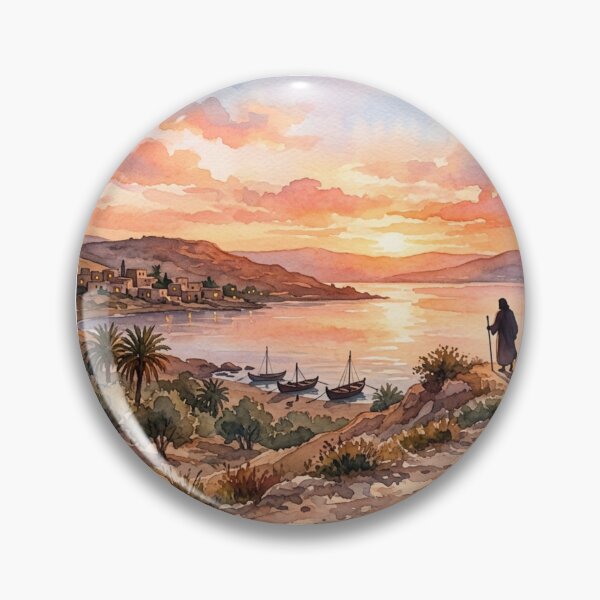 Item preview, Jesus Looking at the Sea of Galilee Watercolor designed and sold by MantoSagrado.