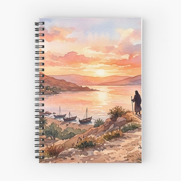 Item preview, Jesus Looking at the Sea of Galilee Watercolor designed and sold by MantoSagrado.