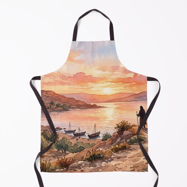 Item preview, Jesus Looking at the Sea of Galilee Watercolor designed and sold by MantoSagrado.
