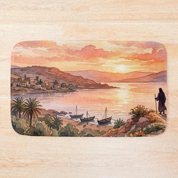 Item preview, Jesus Looking at the Sea of Galilee Watercolor designed and sold by MantoSagrado.