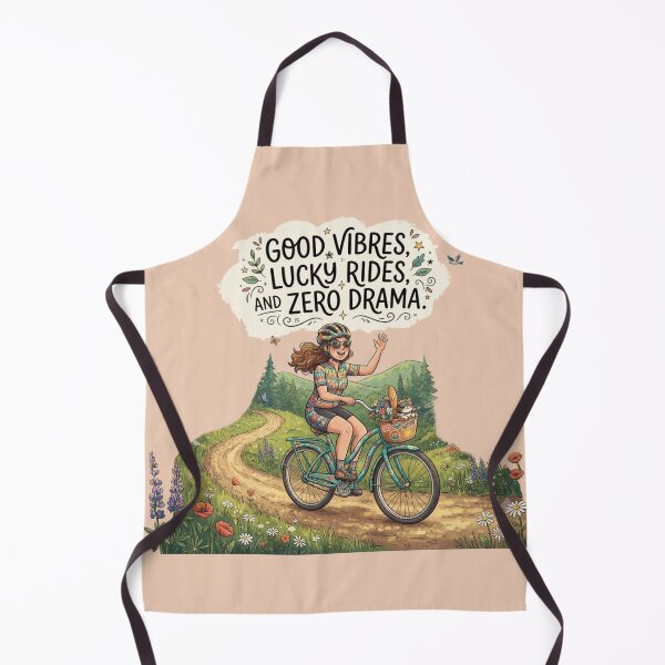 Item preview, Good Vibes Lucky Rides Cute Girl Biking with Cat designed and sold by Evelashop.