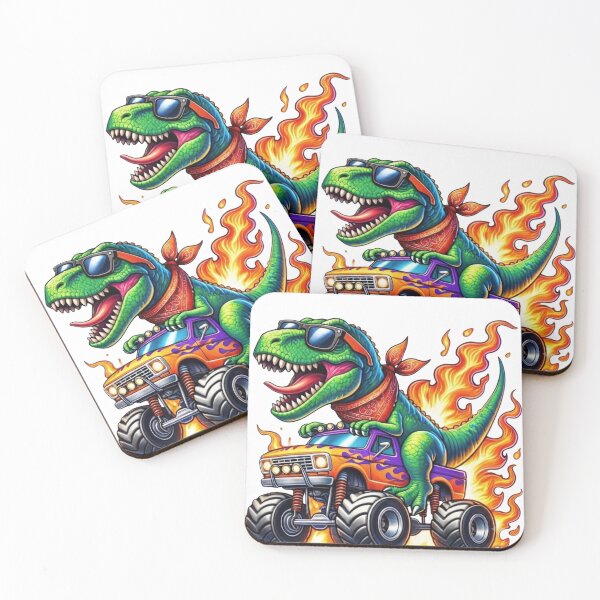 Item preview, Cool T-Rex Dinosaur Riding Flame Monster Truck designed and sold by jhgjykuo.