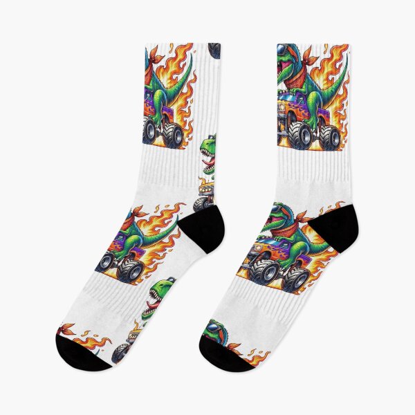 Item preview, Cool T-Rex Dinosaur Riding Flame Monster Truck designed and sold by jhgjykuo.