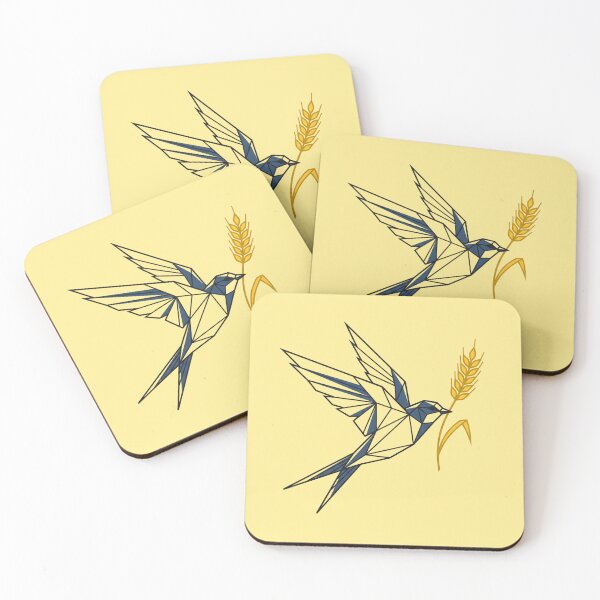 Item preview, Geometric Swallow Flying with Golden Wheat Minimalist Freedom designed and sold by KreonaTime.