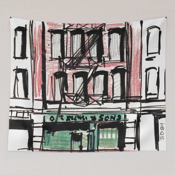 Item preview, 1984 TriBeCa Street Scene – Vintage NYC Architectural Sketch designed and sold by RedHook-Art.