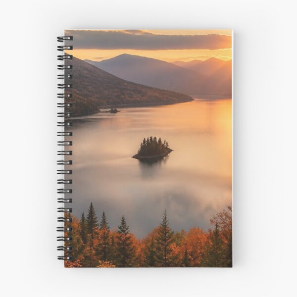 Item preview, Autumn Lake Sunset Golden Hour Island Landscape designed and sold by Broken143.