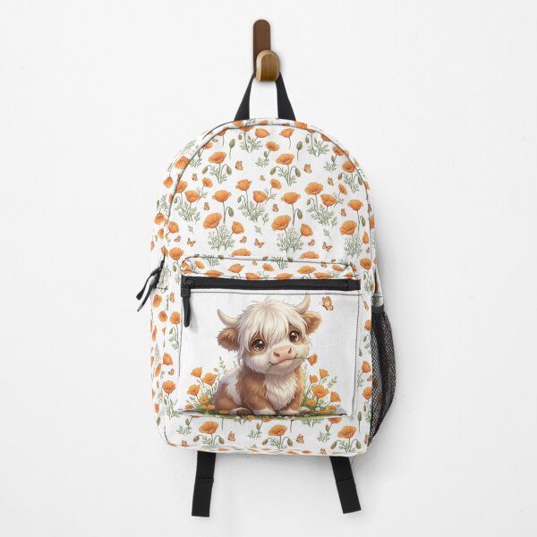 Item preview, Highland Cow with Orange Poppies designed and sold by HumTumMe.
