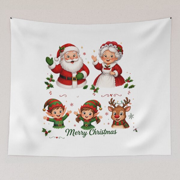 Item preview, Cute Santa Mrs Claus Elves and Reindeer Family Merry Christmas  designed and sold by Clean Print Goods.