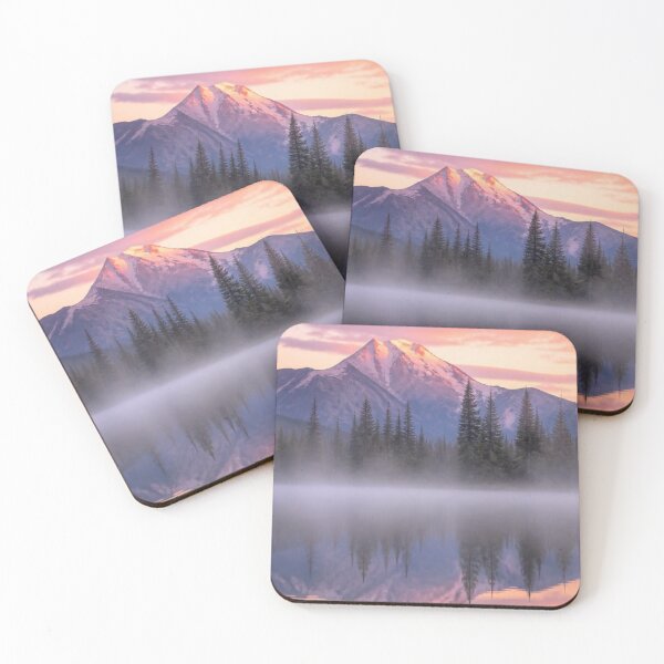 Item preview, Misty Alpine Lake Mountain Reflection Pastel Sunset designed and sold by Broken143.