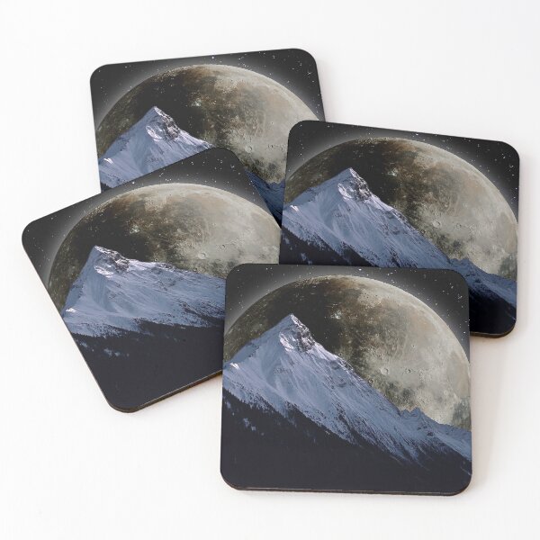 Item preview, majestic snowy mountain and Giant full moon  designed and sold by FahdSpaceArt.