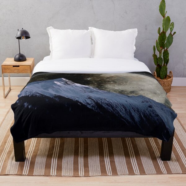 Item preview, majestic snowy mountain and Giant full moon  designed and sold by FahdSpaceArt.