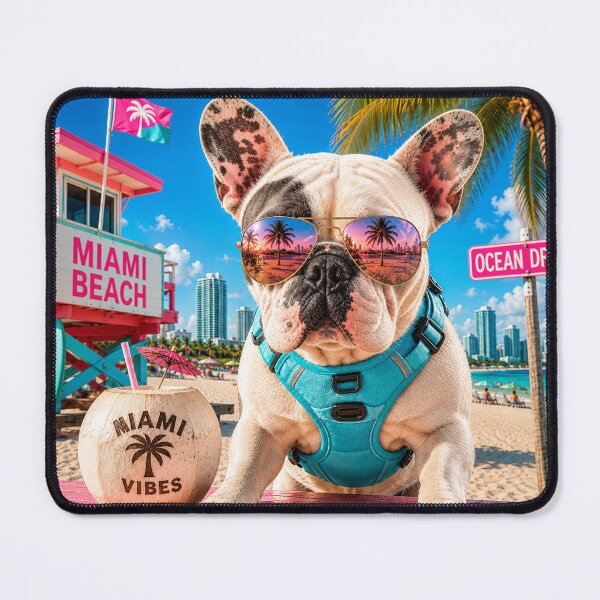 Item preview, Cool French Bulldog Miami Beach Vacation - Ocean Drive designed and sold by FrenchiesMoneyEaters.
