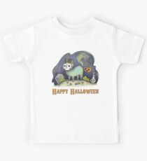 Scary cat Happy halloween cat pumpkin Kids Tee