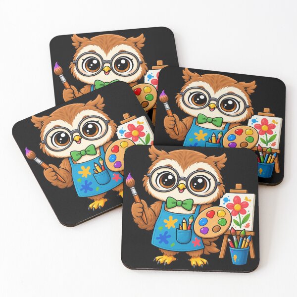 Item preview, Cute Kawaii Owl Artist Art Class designed and sold by CreationbyVona.