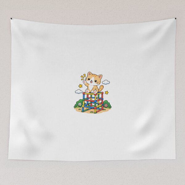 Item preview, Cute Orange Tabby Cat on Jungle Gym Kawaii Playground Kitty designed and sold by NoopnyangStudio.