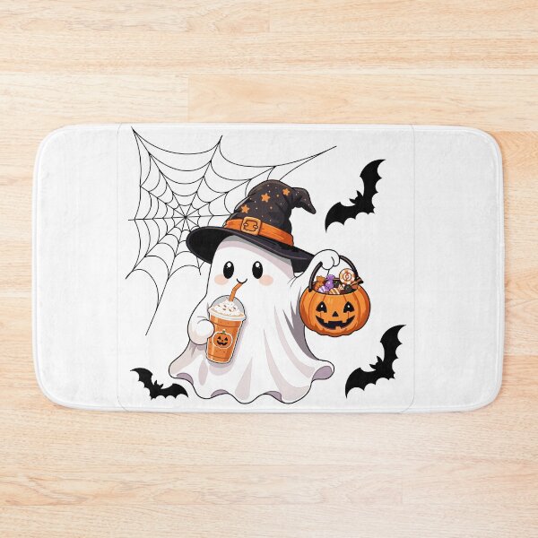 Item preview, Cute Halloween ghost wearing a witch hat designed and sold by DoveArtDesigns.