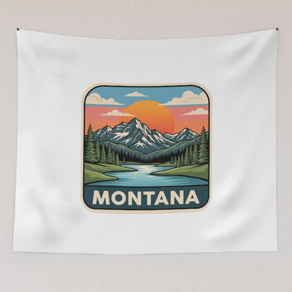 Item preview, Retro Montana Rocky Mountain Lake Alpine Travel Graphic designed and sold by Paper Drip.