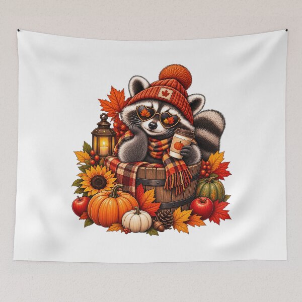 Item preview, Cozy Autumn Raccoon Pumpkin Coffee – Fall Harvest Vibes designed and sold by afr-saad.