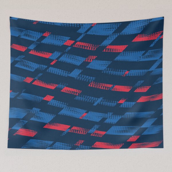 Item preview, Abstract Red and Blue Halftone Geometric Tech Pattern designed and sold by ImStickerHappy.