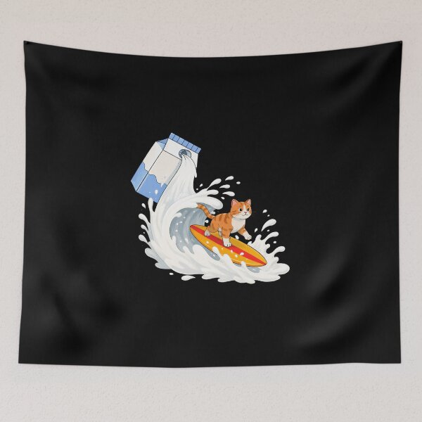 Item preview, Cat surf on milk designed and sold by Konvero.