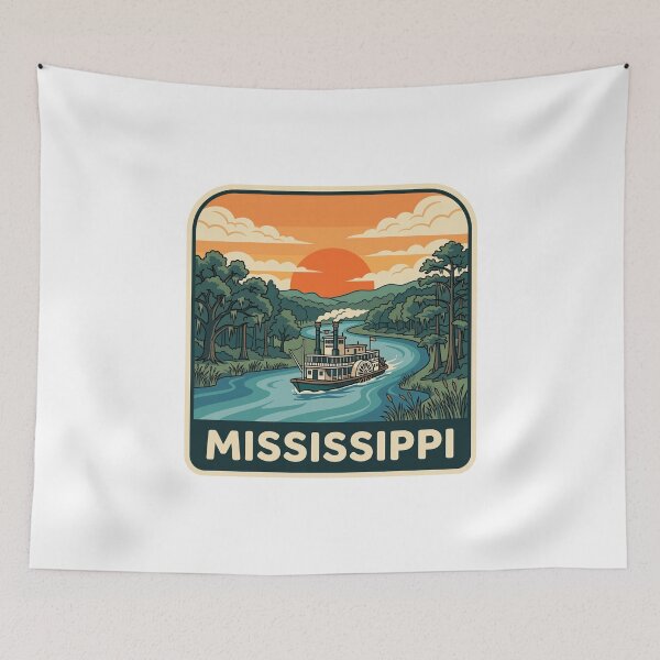 Item preview, Vintage Mississippi River Steamboat Retro Travel Graphic designed and sold by Paper Drip.