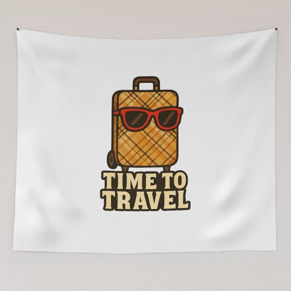 Item preview, Time To Travel Funny Retro Suitcase Sunglasses Vacation Tourism Holiday Humor designed and sold by Photo-Sphere101.