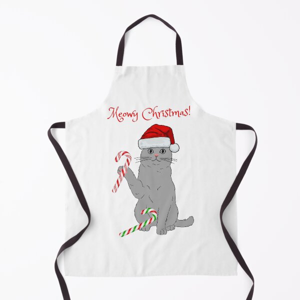 Item preview, Meowy Christmas Gray Cat with Candy Canes designed and sold by MYCatStuff.