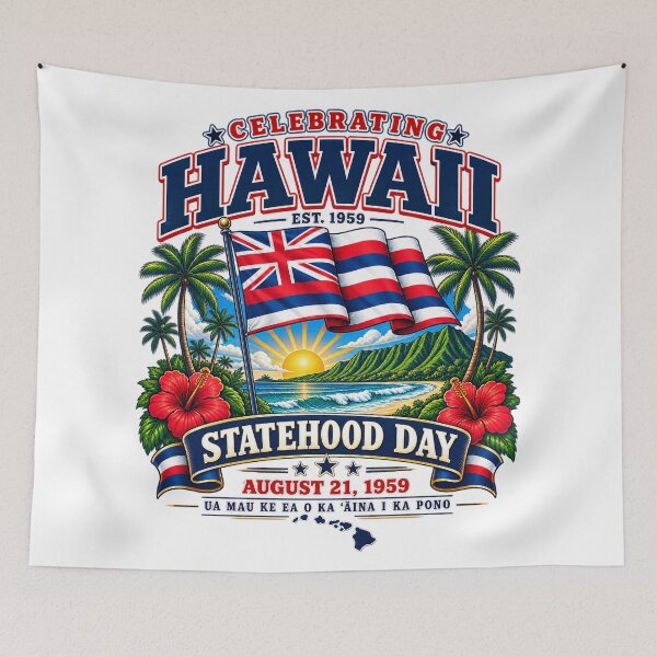 Item preview, Vintage Hawaii Statehood Day 1959 | Aloha Hawaiian Flag Tropical Retro Design designed and sold by Cellara91.