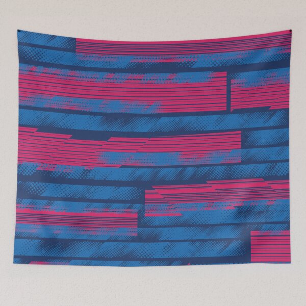 Item preview, Cyberpunk Glitch Halftone Grid Navy Blue and Pink Pattern designed and sold by ImStickerHappy.