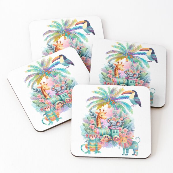 Item preview, Whimsical Jungle Train Cute Safari Animals designed and sold by Szpaku desart .