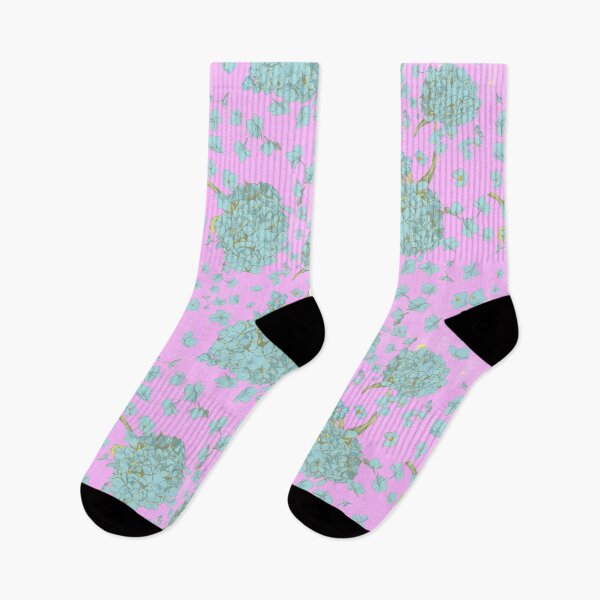 Item preview, Pattern - Hand-drawn Cyan on Pink Hydrangea designed and sold by Eejee-SK.