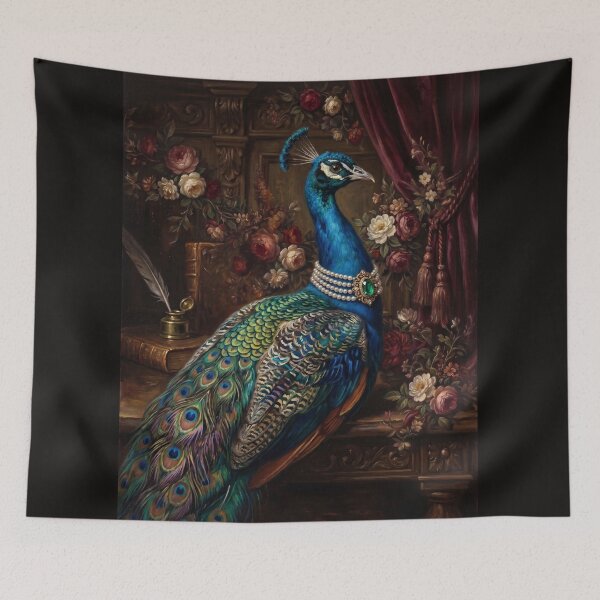 Item preview, Blue Peacock Emerald Pearl Necklace designed and sold by Real Beast Art.