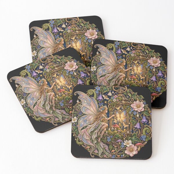 Item preview, Fairycore Butterfly Lantern Keeper – Enchanted Fairy Embroidery Art designed and sold by Emoji Emblems.