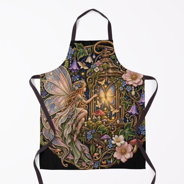 Item preview, Fairycore Butterfly Lantern Keeper – Enchanted Fairy Embroidery Art designed and sold by Emoji Emblems.