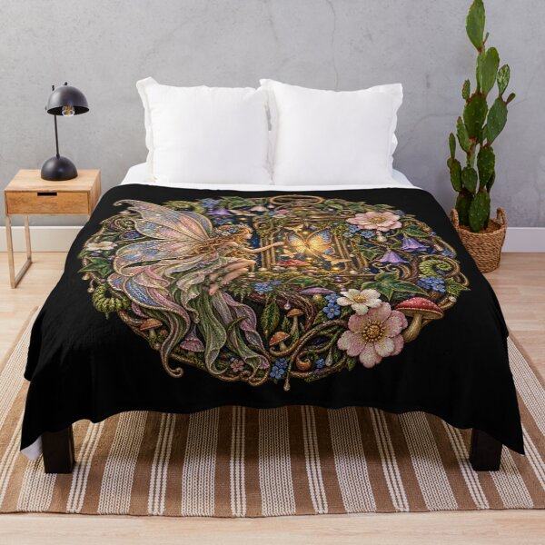 Item preview, Fairycore Butterfly Lantern Keeper – Enchanted Fairy Embroidery Art designed and sold by Emoji Emblems.